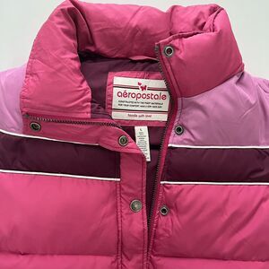 Vtg Aeropostale Down Feathers Filled Puffer Vest Large Pink Colorblock 80s